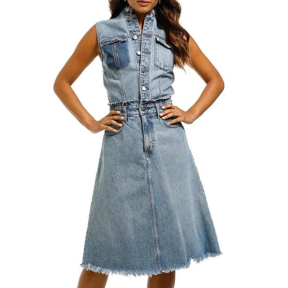 NOBODY DENIM Vita Midi Dress - Blue - Mid Authentic Indigo - 100% Cotton - Sz. S